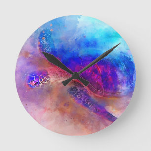 Hawaiian Sea Turtle Watercolor Square Wall Clock