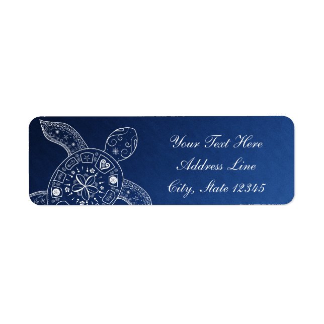 Hawaiian Sea Turtle White on Blue Beach Wedding (Front)