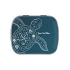 Hawaiian Sea Turtle White on Teal Beach Tropical