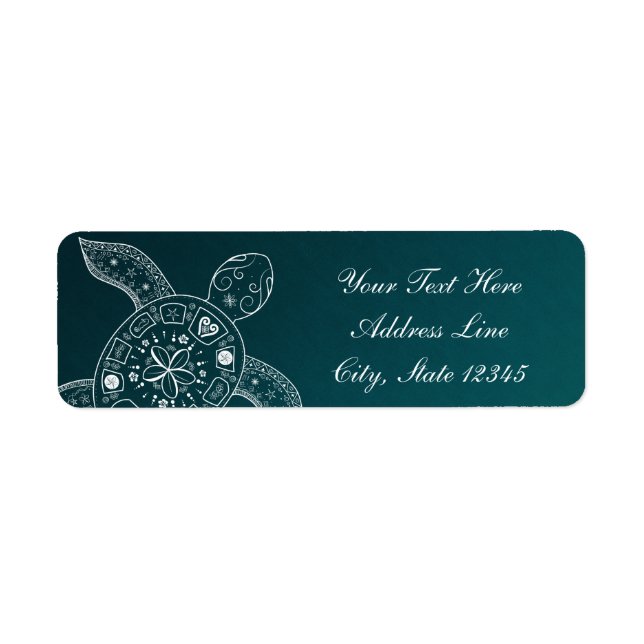 Hawaiian Sea Turtle White on Teal Beach Wedding (Front)
