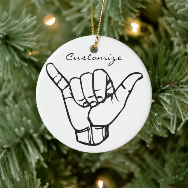 Hawaiian Shaka Brah Wave Thunder_Cove Ceramic Ornament (Tree)