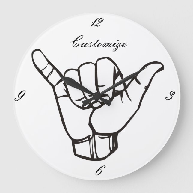 Hawaiian Shaka Brah Wave Thunder_Cove Large Clock (Front)