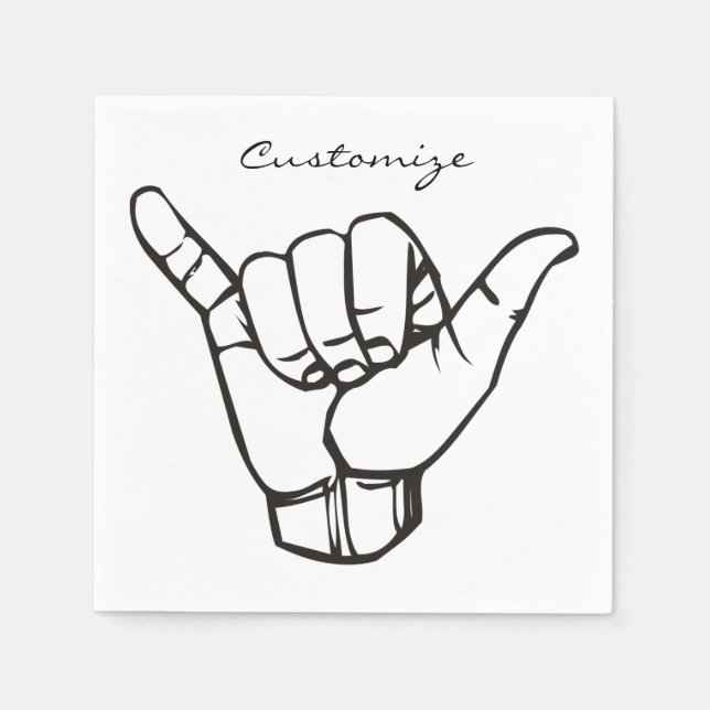 Hawaiian Shaka Brah Wave Thunder_Cove Napkin (Front)