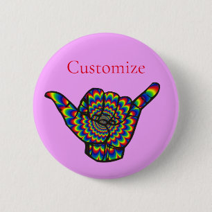 Hawaiian Shaka Psychedelic Thunder_Cove 2 Inch Round Button