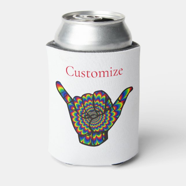 Hawaiian Shaka Psychedelic Thunder_Cove Can Cooler (Can Back)