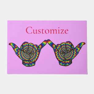 Hawaiian Shaka Psychedelic Thunder_Cove Doormat