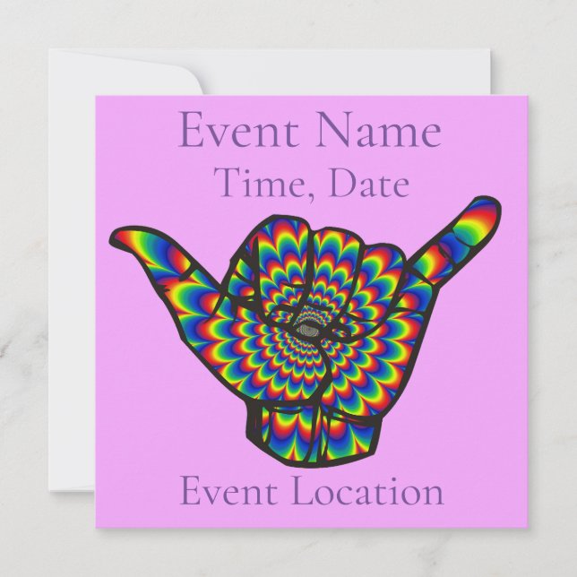 Hawaiian Shaka Psychedelic Thunder_Cove Invitation (Front)