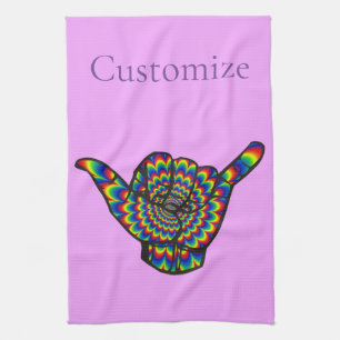 Hawaiian Shaka Psychedelic Thunder_Cove Kitchen Towel