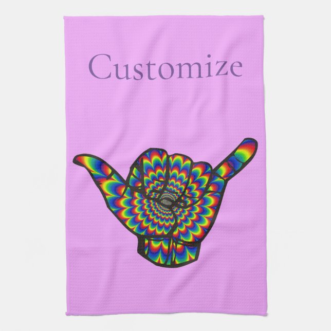 Hawaiian Shaka Psychedelic Thunder_Cove Kitchen Towel (Vertical)