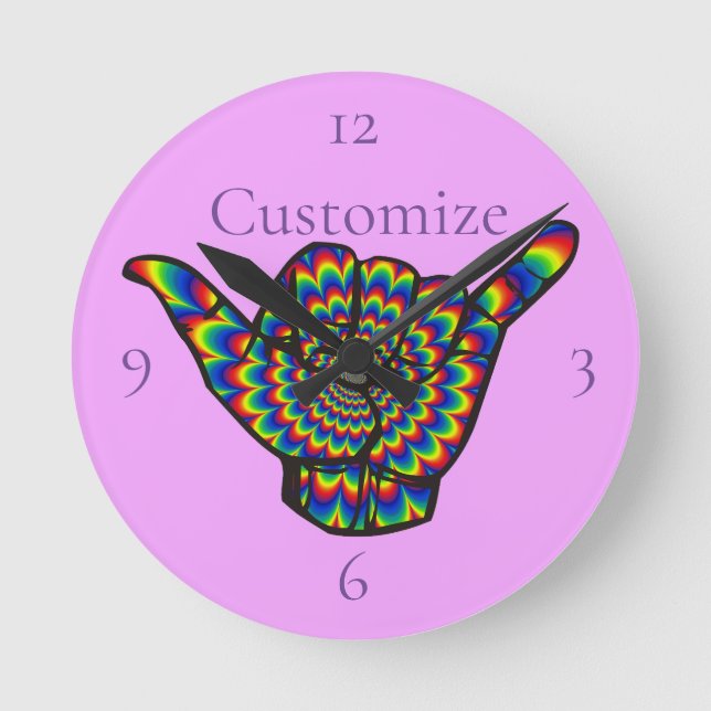 Hawaiian Shaka Psychedelic Thunder_Cove Round Clock (Front)