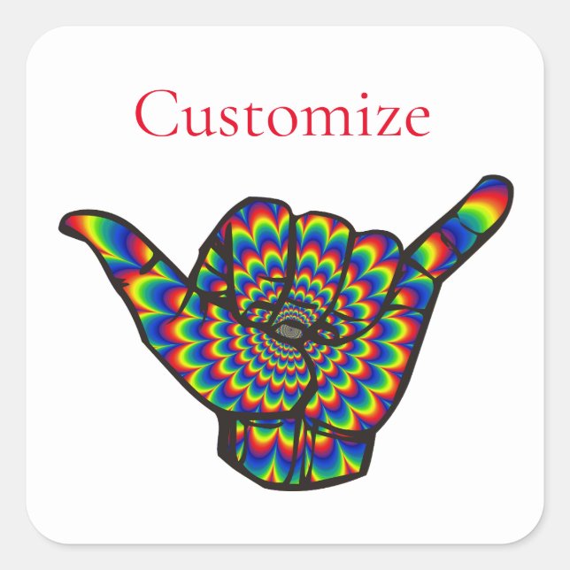Hawaiian Shaka Psychedelic Thunder_Cove Square Sticker (Front)