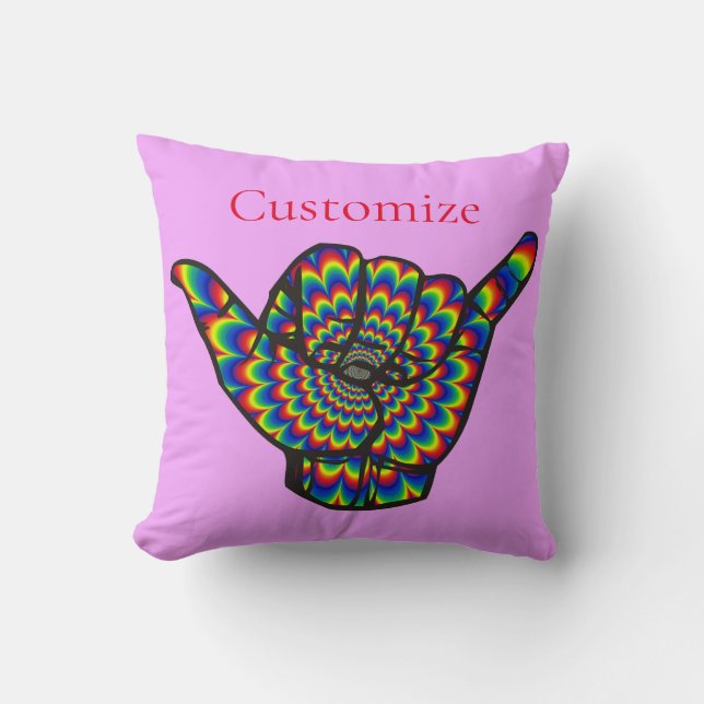 Hawaiian Shaka Psychedelic Thunder_Cove Throw Pillow (Front)