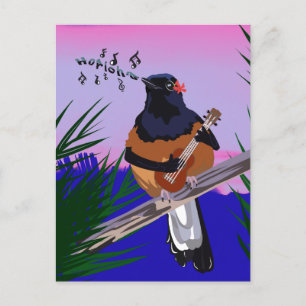 Hawaiian Shama Bird playing ukulele  Postcard