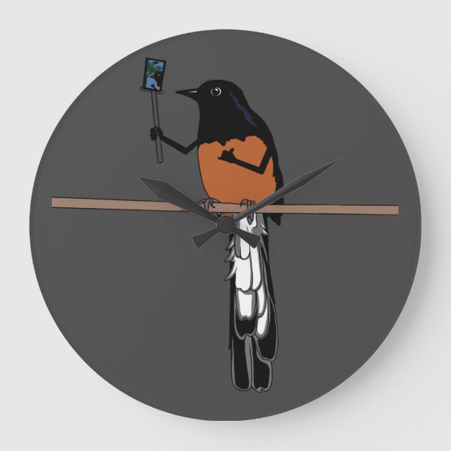 Hawaiian Shama Bird Selfie  Large Clock (Front)