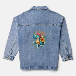 Hawaiian-Shirt Aloha Hawaii Sea Turtle Girl Women Denim Jacket
