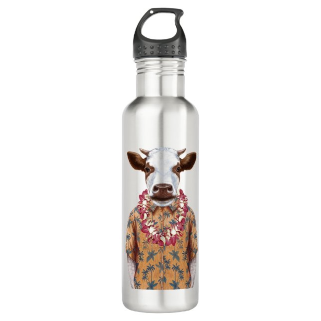 Hawaiian Shirt Cow 710 Ml Water Bottle (Front)