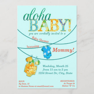 Hawaiian Shirt Onsie Luau Shower Invitation