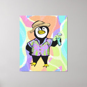 Hawaiian Shirt Penguin Canvas Print