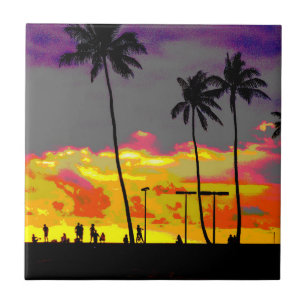 Hawaiian Silhouettes Enhanced  Tile