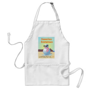 Hawaiian Snowman on Waikiki Beach Funny Apron