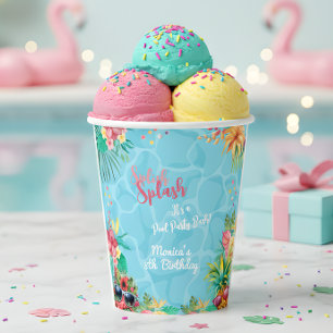 Hawaiian splish splash summer pool birthday bash paper cups