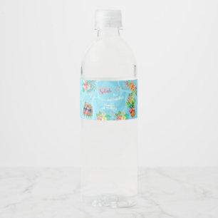 Hawaiian splish splash summer pool birthday bash water bottle label