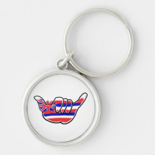 Hawaiian state flag shaka symbol keychain