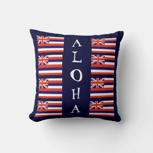 Hawaiian Style Aloha State Flag Throw Pillow (Front)