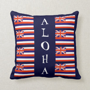 Hawaiian Style Aloha State Flag Throw Pillow