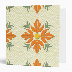 Hawaiian Style Flower Quilt Orange & Yellow Binder
