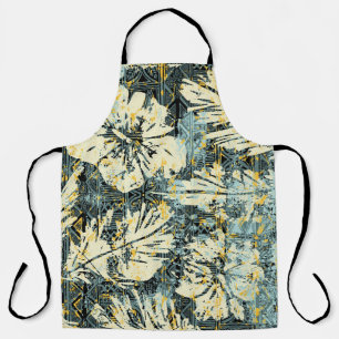 Hawaiian style hibiscus fabric with tribal backgro apron