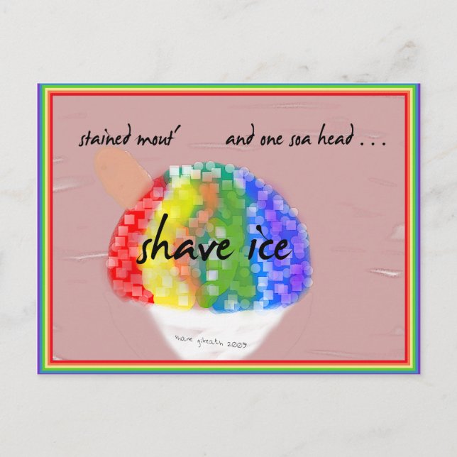 Hawaiian Style Shave Ice - Rainbow Flavour Postcar Postcard (Front)