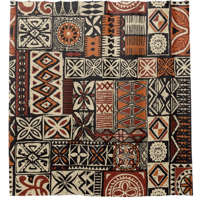 Hawaiian style tapa tribal fabric abstract patchwo (Front)