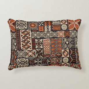 Hawaiian style tapa tribal fabric abstract patchwo accent pillow