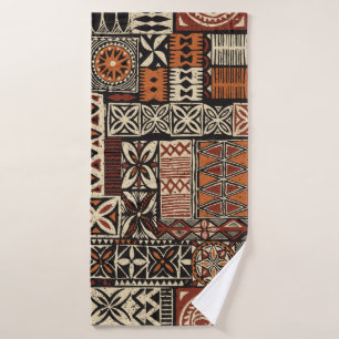 Hawaiian style tapa tribal fabric abstract patchwo bath towel
