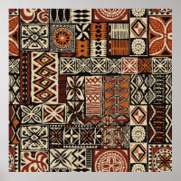 Hawaiian style tapa tribal fabric abstract patchwo