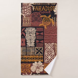 Hawaiian style tribal motif fabric patchwork abstr bath towel