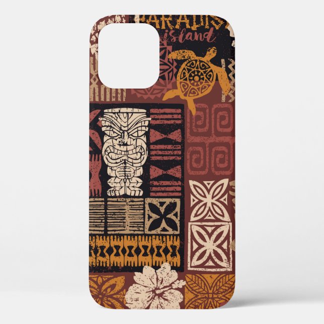 Hawaiian style tribal motif fabric patchwork abstr Case-Mate iPhone case (Back)