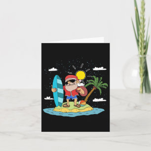 Hawaiian Summer Cool Santa Claus Surfing Christmas Card