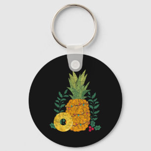 Hawaiian Summer Fruit Pineapple Tropical Christmas Keychain