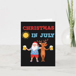 Hawaiian Summer Party Santa Reindeer Christmas In Card