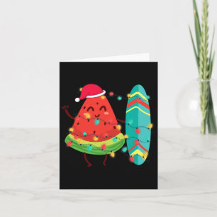 Hawaiian Summer Tropical Surfer Watermelon Christm Card