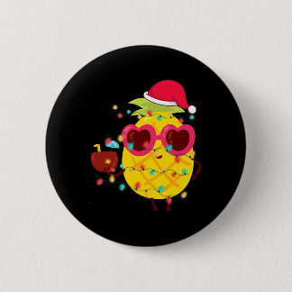 Hawaiian Summer Tropical Xmas Pineapple Christmas  2 Inch Round Button