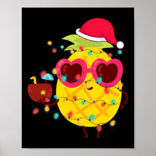 Hawaiian Summer Tropical Xmas Pineapple Christmas Poster