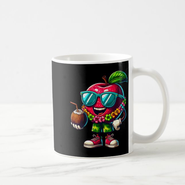 Hawaiian Sunglasses Drinking Coconut Summer Lei Coffee Mug (Right)