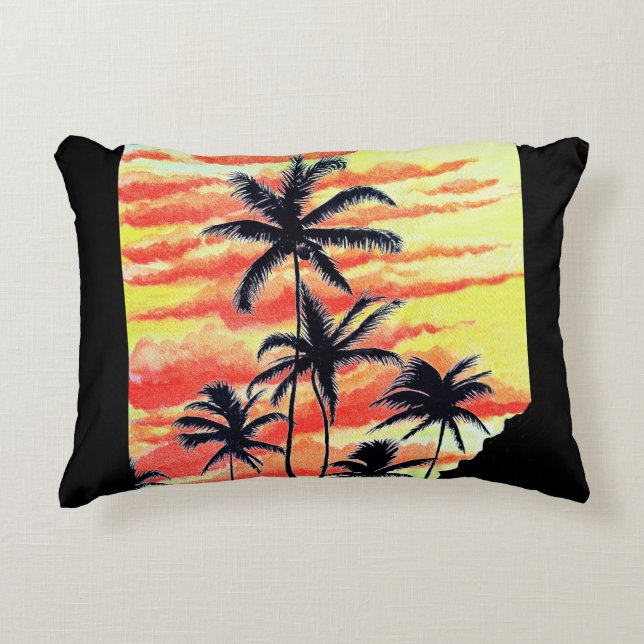 Hawaiian Sunset Coco Palms  Accent Pillow (Front)