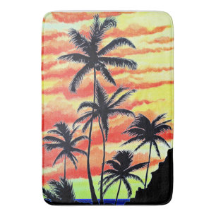 Hawaiian Sunset Coco Palms  Bath Mat