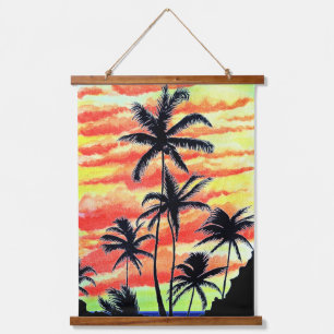 Hawaiian Sunset Coco Palms  Hanging Tapestry