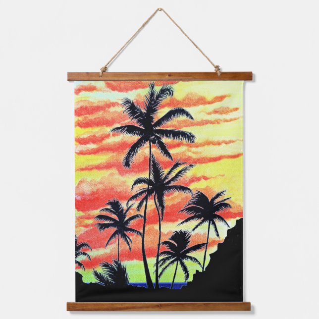 Hawaiian Sunset Coco Palms  Hanging Tapestry (Front)