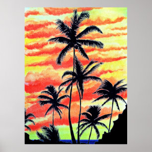 Hawaiian Sunset Coco Palms  Poster